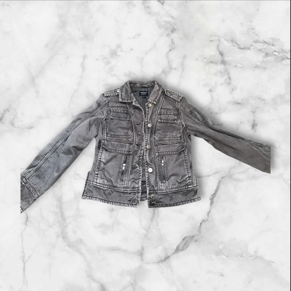 Gray Utility Military Jacket Women’s Small Lightweight Cargo Coat